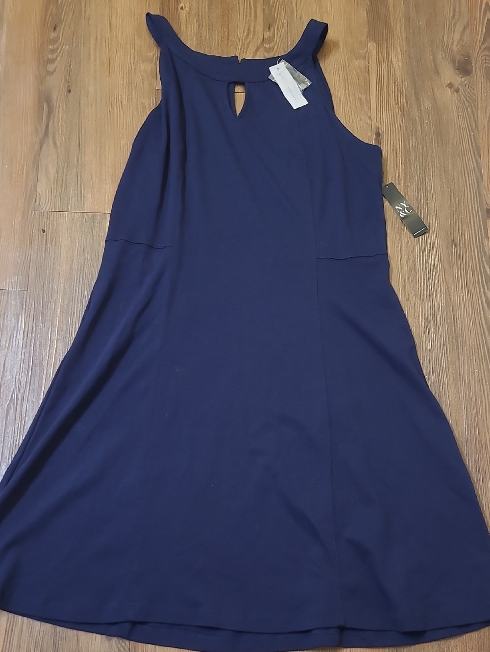 New York & Company Navy Sleeveless Keyhole Midi Dress